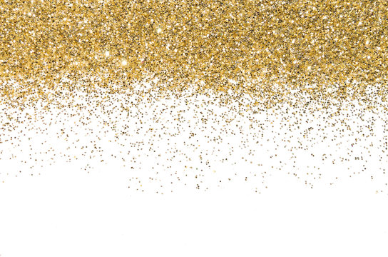 Gold border Sequins Golden shine Powder. Glitter. Shining background.