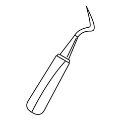 Dentist hook probe icon, outline style