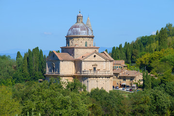 Fototapeta na wymiar Church of the Madonna di San Biagio in the vicinity of Montepulciano. Italy