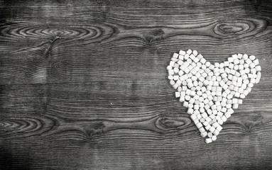 drawn heart with marshmallows