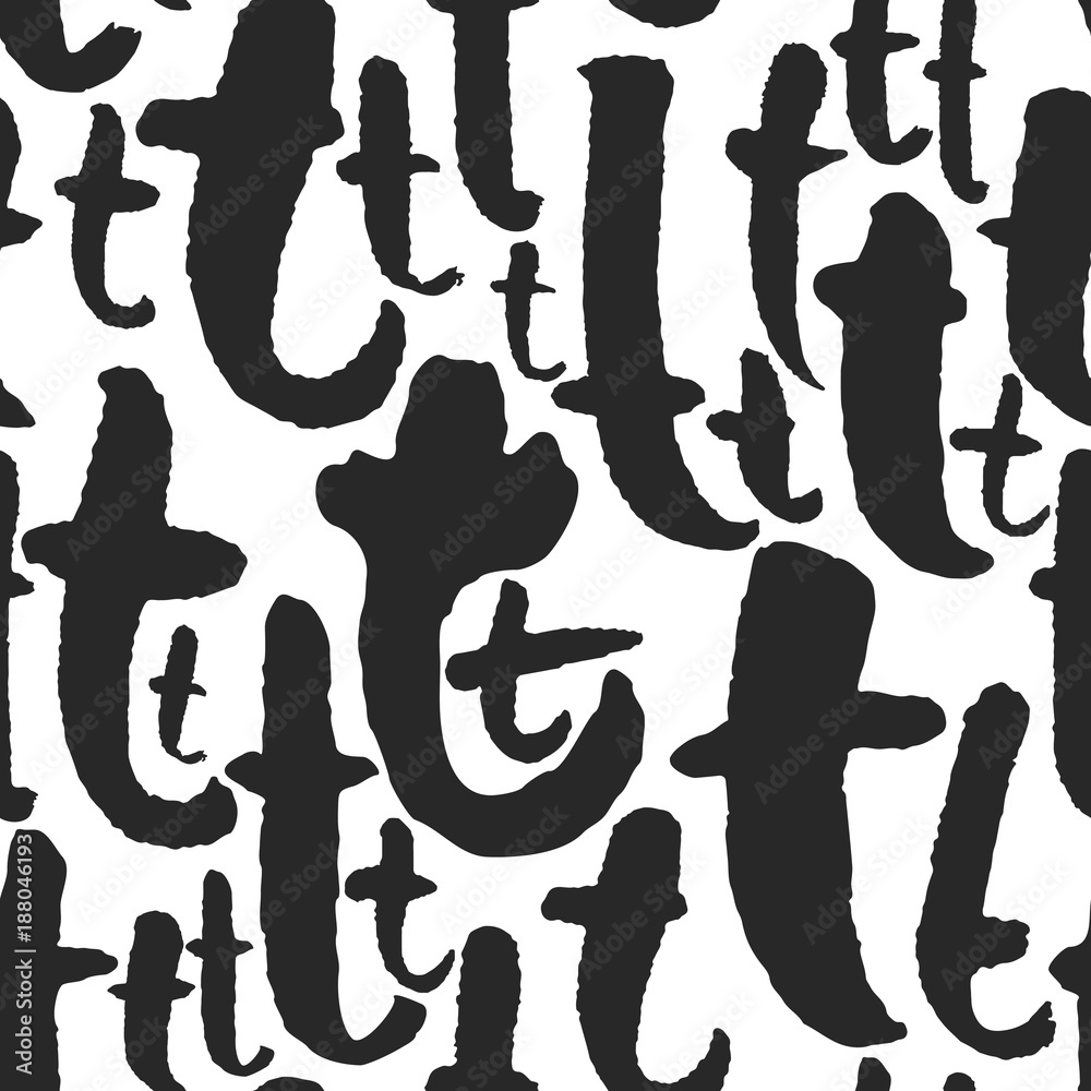 Poster vector seamless pattern with calligraphy letters t