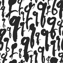 Vector Seamless Pattern with Calligraphy Letters Q