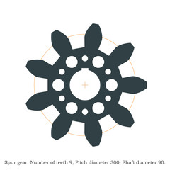 Real spur gear. Laser cutting or 3D printing.