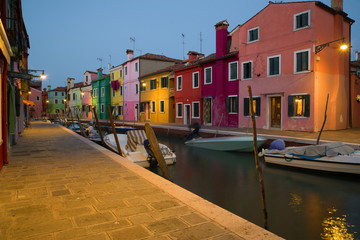 Fototapeta na wymiar Evening twilight on the island of Burano. Venice