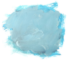 Fototapeta premium Abstract blue painting isolated on white background. Artistic brushstroke texture background. Hand painted gouache brushstroke stains.