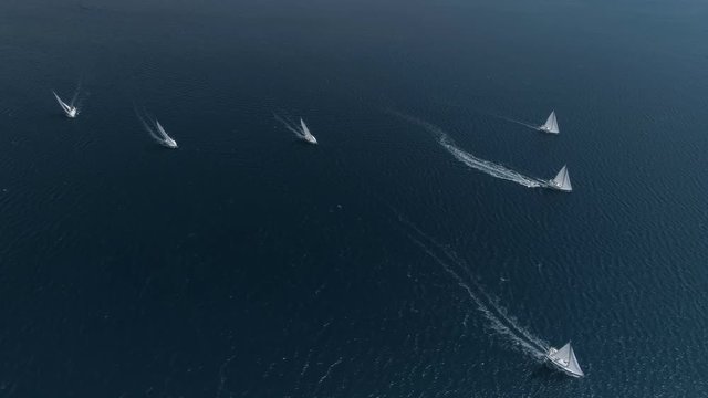 aerial view sailing yachts