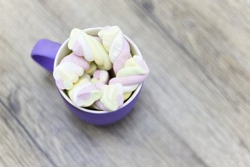 view from above at cup of marshmallows