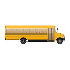 Yellow classic school children's bus. Modern education. Traveling with children.