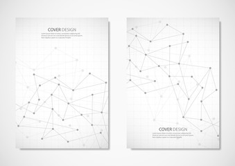 Abstract vector polygonal geometric shape with connection lines and dots background.