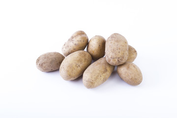 Potatoes on a white background. The vegetable on a white background.