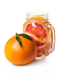 grapefruit beverage in a jar