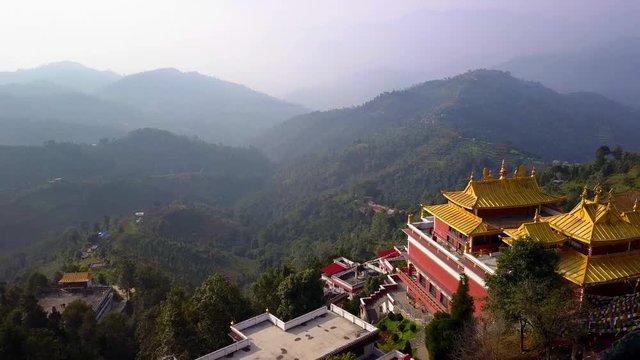 Tibetan Monks near Monastery, Kathmandu valley, Nepal - October 17, 2017