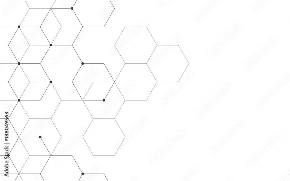 Sticker illustration, hexagonal background. digital geometric abstraction with lines and dots. geometric abs