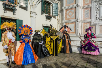 Fototapeta na wymiar Carnival masks in Venice. The Carnival of Venice is a annual festival held in Venice, Italy. The festival is word famous for its elaborate masks.