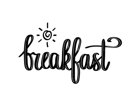 Hand-drawn calligraphy breakfast with sun design