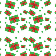 christmas gift packages bow ribbon dotted decoration seamless pattern