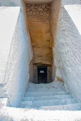 Entrance of the Egyptian tomb of Queen Tiaa, dynasty XVIII, wife of Amenhotep II and mother of Thutmose IV. in the Valley of the Kings, near the city of Luxo