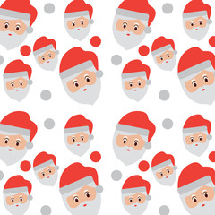 seamless pattern face santa claus snow falling