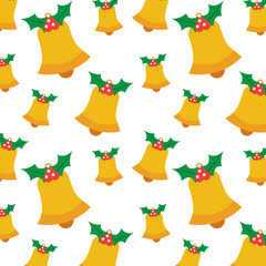 seamless pattern with jingle bells christmas with holly berry