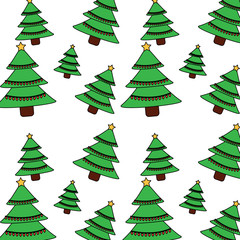 christmas pine tree star lights decoration seamless pattern