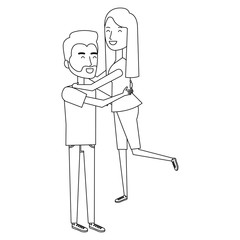 man carrying woman characters