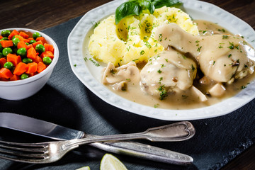 Chicken legs with boiled potatoes