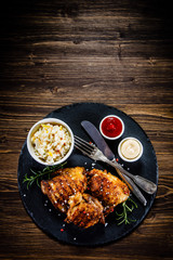 Roast chicken legs with cabbage salad