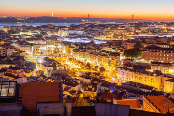 Fototapeta na wymiar beautiful cityscape, Lisbon, the capital of Portugal at sunset. A popular destination for traveling through Europe, one of the most beautiful cities in the world