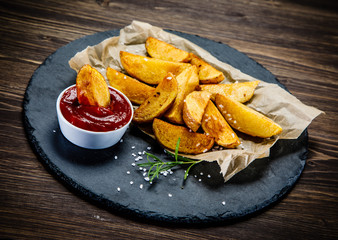 Chips on wooden background