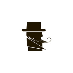 Vector profile view of bearded man wearing hat icon. flat design