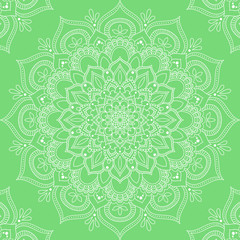 Seamless pattern with mandala ornament. Hand drawn vector illustration