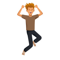 Man happy jumping cartoon icon vector illustration graphic design