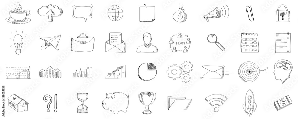 Canvas Prints black hand drawn web icons set
