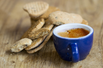 espresso coffee and bran biscuits