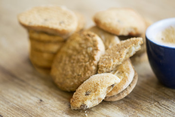 espresso coffee and bran biscuits