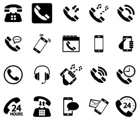 Black phone vector icons pack