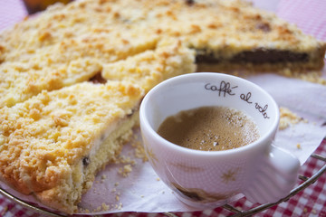 espresso coffee and chocolate crumble tart