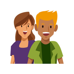 Couple of friends cartoon icon vector illustration graphic design