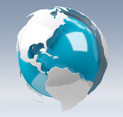 White and blue 3D rendering earth