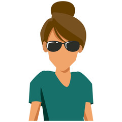 Woman with sunglasses cartoon icon vector illustration graphic design