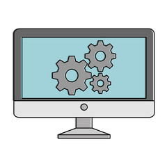 monitor computer with gears