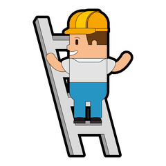 funny builder in stairs avatar character