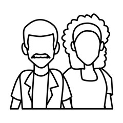 Couple of friends cartoon icon vector illustration graphic design