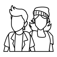 Couple of friends cartoon icon vector illustration graphic design