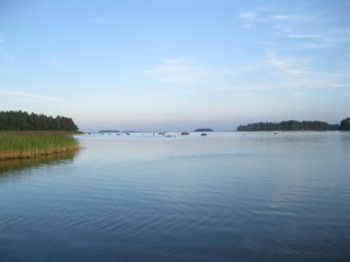 Finland, sea, sky, parachute, kitesurf, blue, reflection