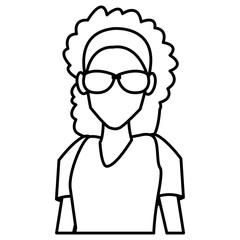 Woman with sunglasses cartoon icon vector illustration graphic design
