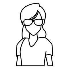 Woman with sunglasses cartoon icon vector illustration graphic design