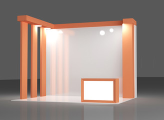 red exhibition stand 3d Rendering