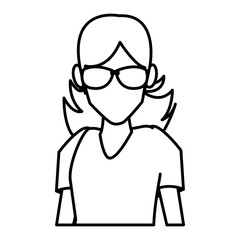 Woman with sunglasses cartoon icon vector illustration graphic design