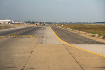 Fototapeta premium Airplane taxi on the taxi way prepare for take off